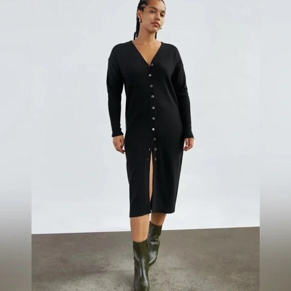 Aritzia Wilfred Utopia Merino Wool Sweater Midi Dress Black Size Small - Picture 3 of 12